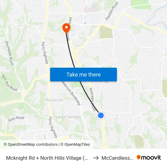 Mcknight Rd + North Hills Village (North Ent) to McCandless Twp map