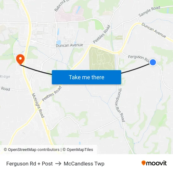 Ferguson Rd + Post to McCandless Twp map