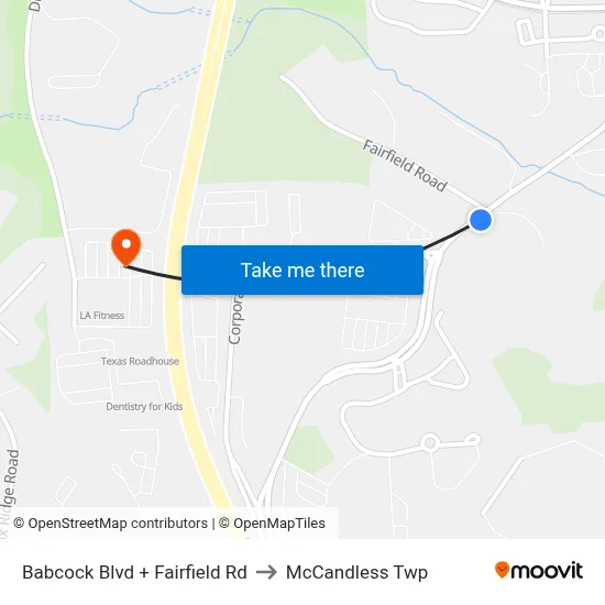 Babcock Blvd + Fairfield Rd to McCandless Twp map