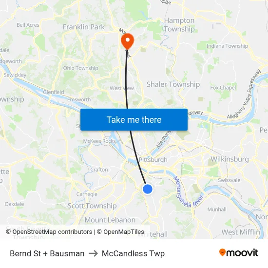 Bernd St + Bausman to McCandless Twp map
