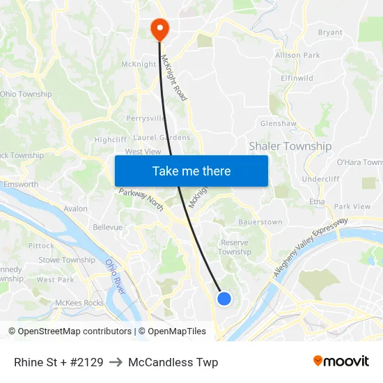 Rhine St + #2129 to McCandless Twp map