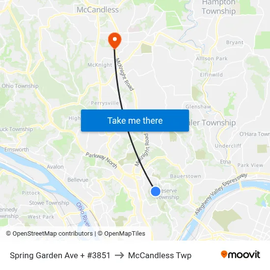 Spring Garden Ave + #3851 to McCandless Twp map