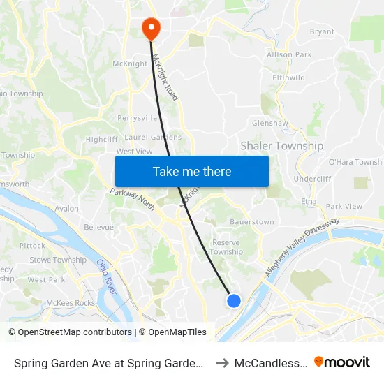 Spring Garden Ave at Spring Garden Loop Pnr to McCandless Twp map