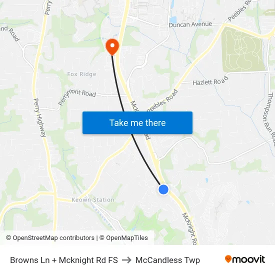 Browns Ln + Mcknight Rd FS to McCandless Twp map