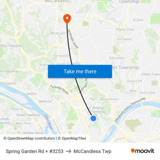 Spring Garden Rd + #3253 to McCandless Twp map