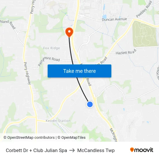 Corbett Dr + Club Julian Spa to McCandless Twp map