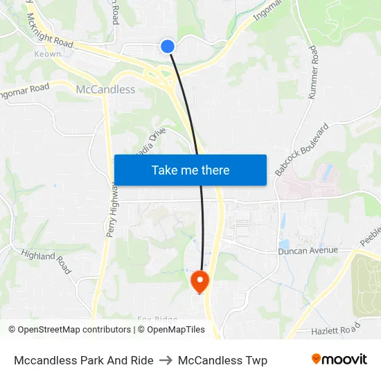 Mccandless Park And Ride to McCandless Twp map