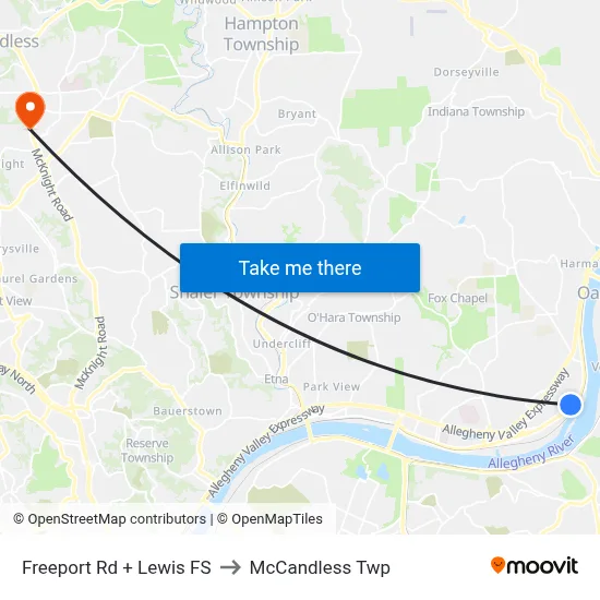 Freeport Rd + Lewis FS to McCandless Twp map