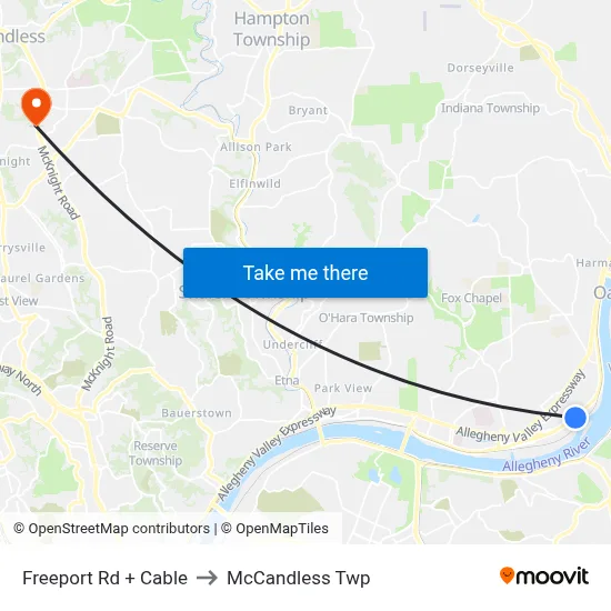 Freeport Rd + Cable to McCandless Twp map
