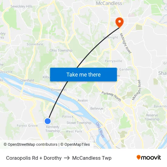 Coraopolis Rd + Dorothy to McCandless Twp map