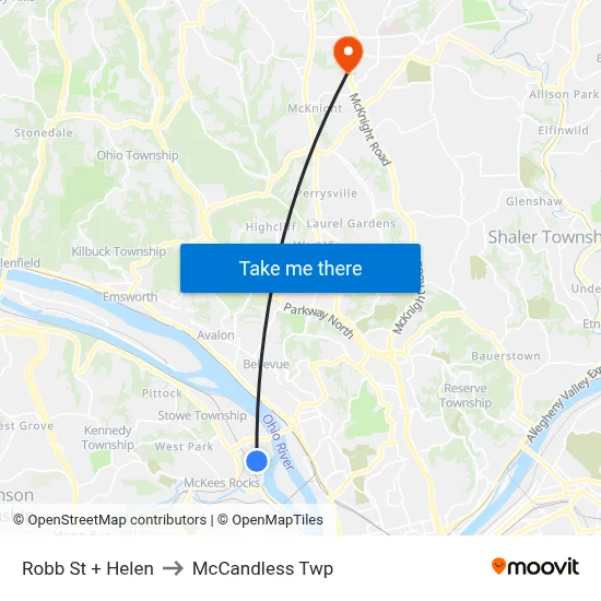 Robb St + Helen to McCandless Twp map