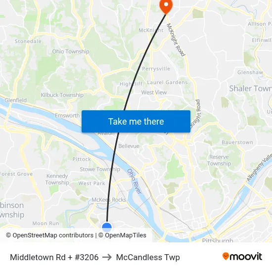 Middletown Rd + #3206 to McCandless Twp map