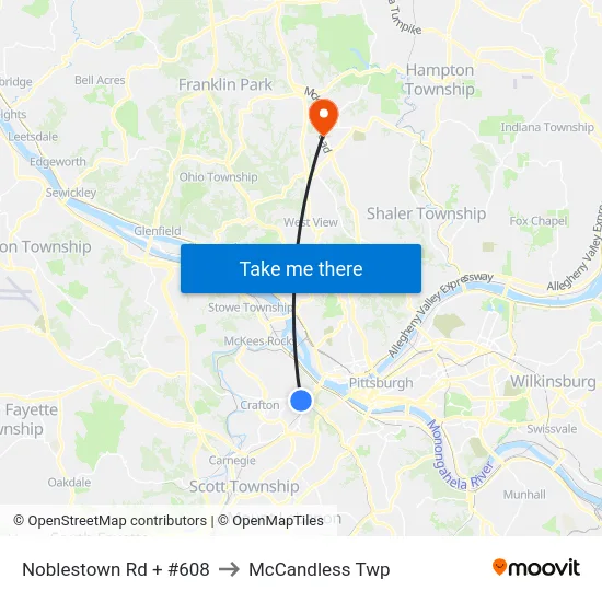 Noblestown Rd + #608 to McCandless Twp map