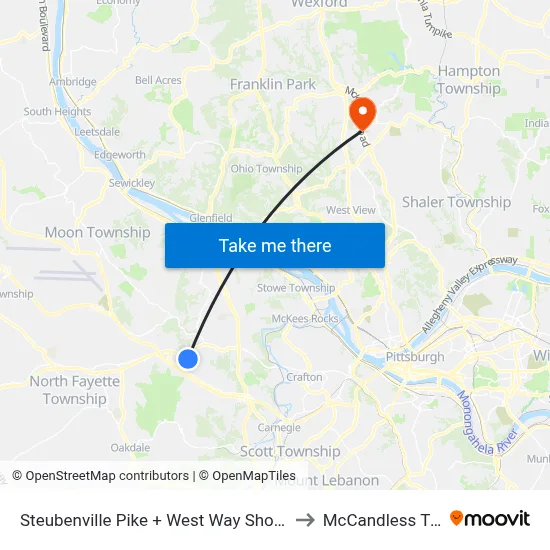 Steubenville Pike + West Way Shoppes to McCandless Twp map