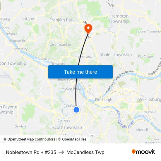 Noblestown Rd + #235 to McCandless Twp map
