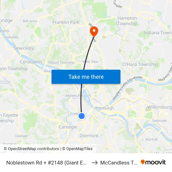 Noblestown Rd + #2148 (Giant Eagle) to McCandless Twp map