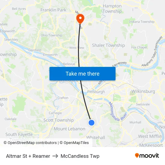 Altmar St + Reamer to McCandless Twp map