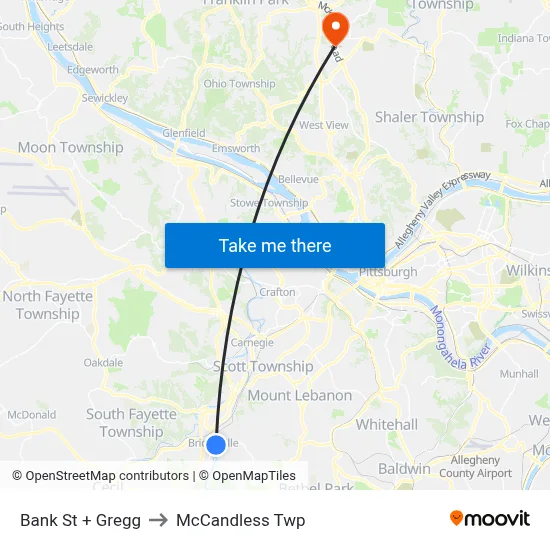 Bank St + Gregg to McCandless Twp map