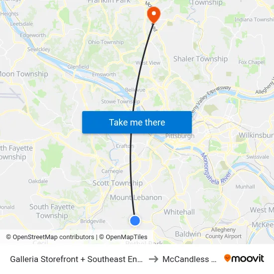 Galleria Storefront + Southeast Entrance to McCandless Twp map