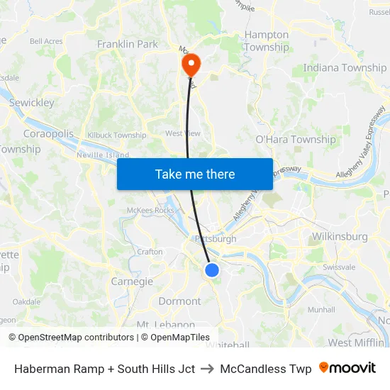 Haberman Ramp + South Hills Jct to McCandless Twp map
