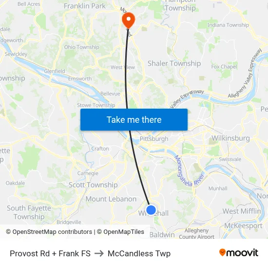 Provost Rd + Frank FS to McCandless Twp map