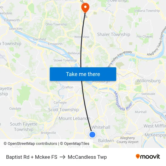 Baptist Rd + Mckee FS to McCandless Twp map