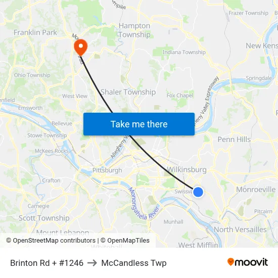 Brinton Rd + #1246 to McCandless Twp map