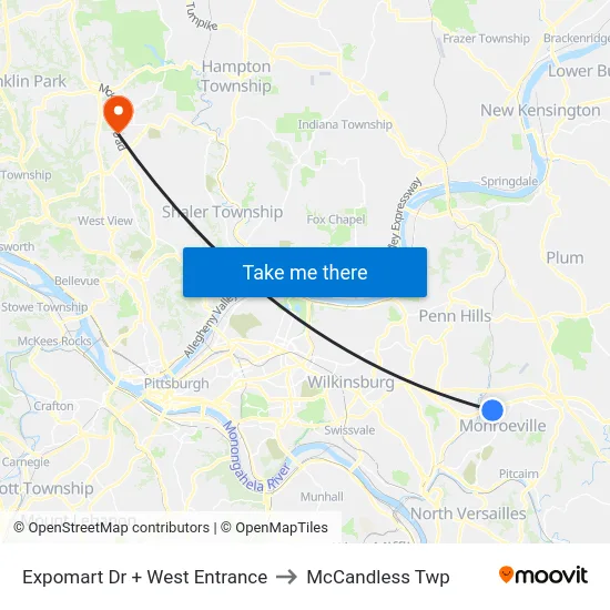 Expomart Dr + West Entrance to McCandless Twp map