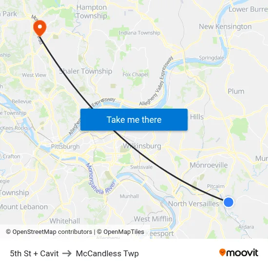5th St + Cavit to McCandless Twp map