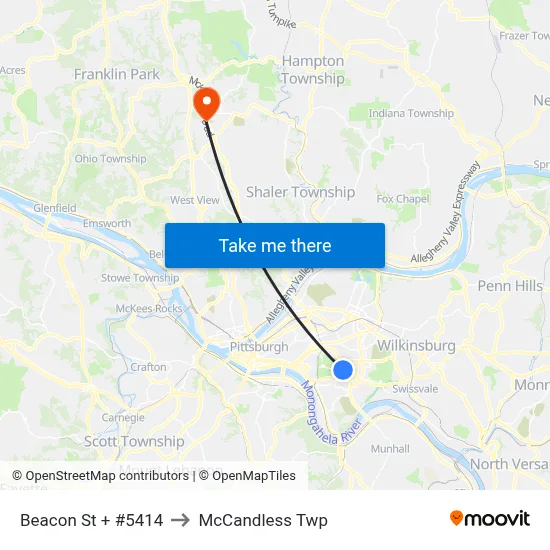 Beacon St + #5414 to McCandless Twp map
