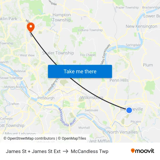 James St + James St Ext to McCandless Twp map