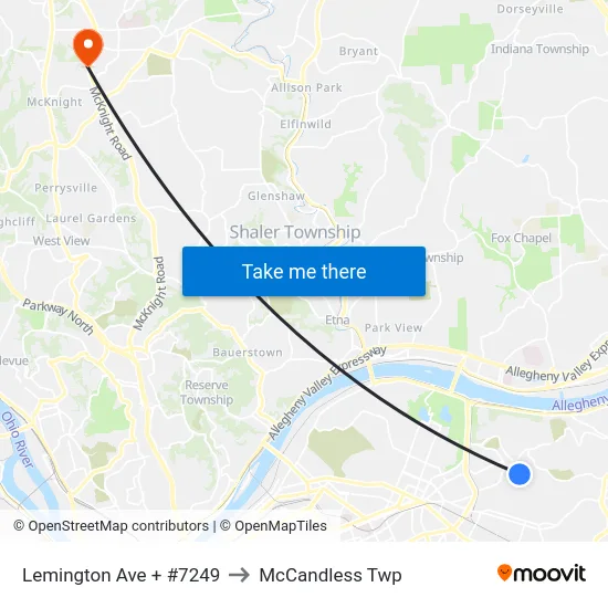 Lemington Ave + #7249 to McCandless Twp map