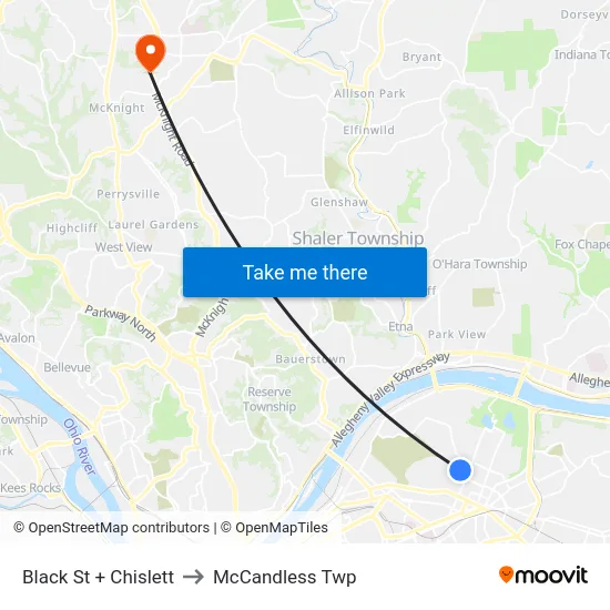 Black St + Chislett to McCandless Twp map