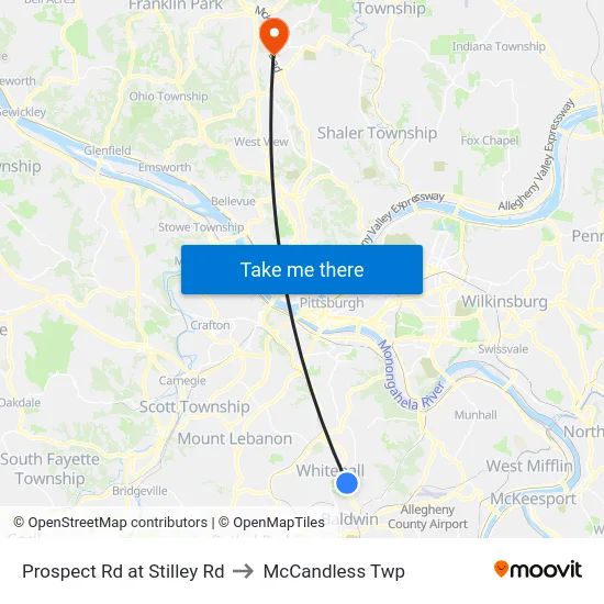 Prospect Rd at Stilley Rd to McCandless Twp map