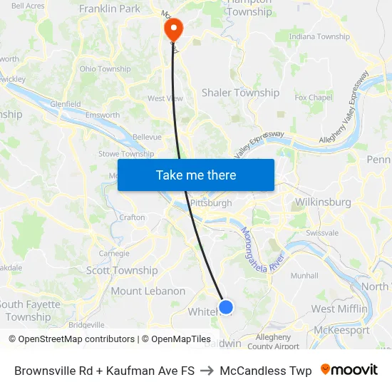 Brownsville Rd + Kaufman Ave FS to McCandless Twp map
