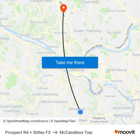 Prospect Rd + Stilley FS to McCandless Twp map