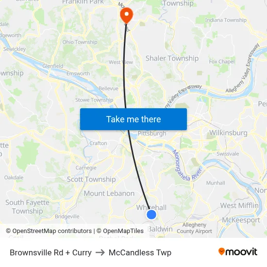 Brownsville Rd + Curry to McCandless Twp map
