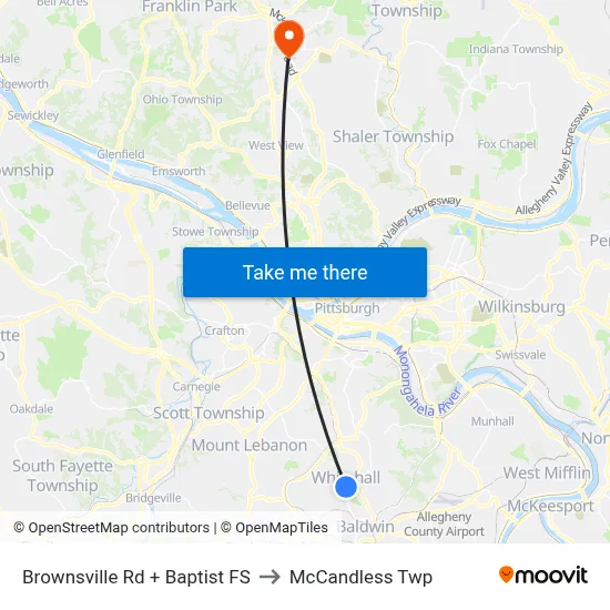 Brownsville Rd + Baptist FS to McCandless Twp map
