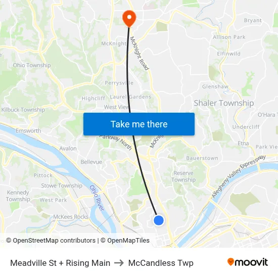 Meadville St + Rising Main to McCandless Twp map