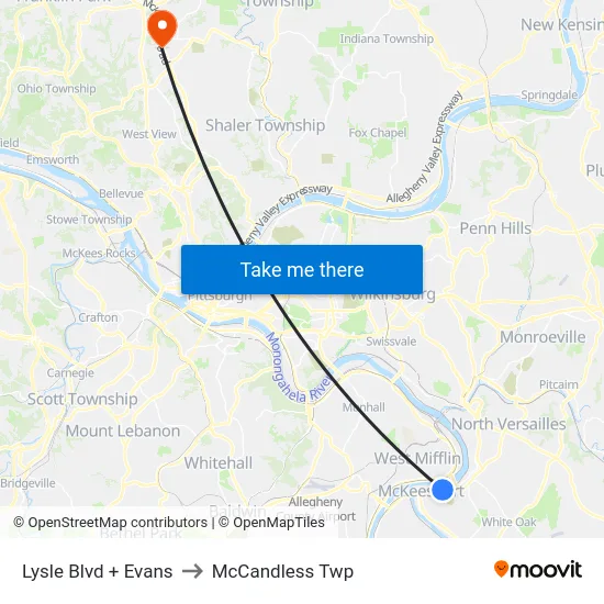 Lysle Blvd + Evans to McCandless Twp map