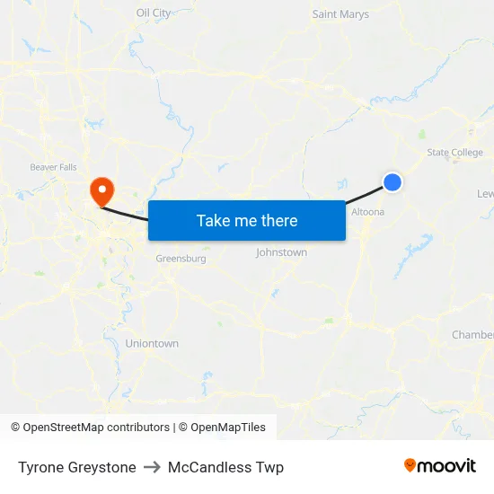 Tyrone Greystone to McCandless Twp map