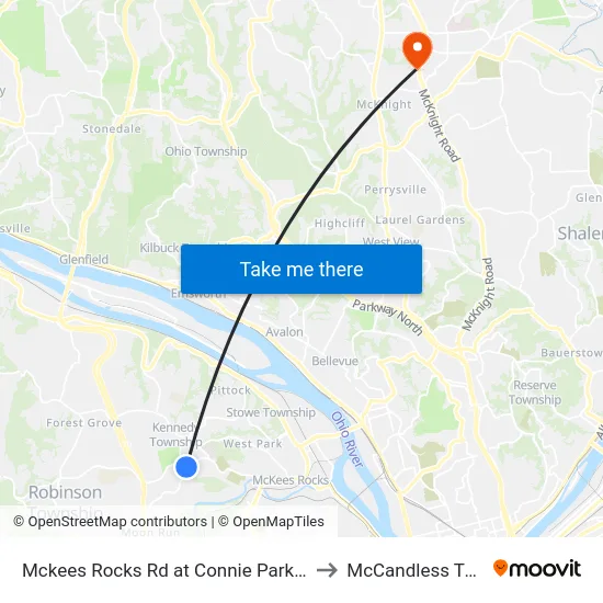 Mckees Rocks Rd at Connie Park Dr to McCandless Twp map