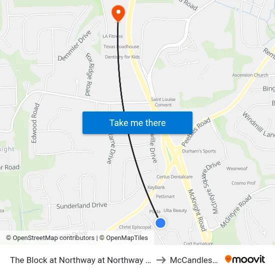 The Block at Northway at Northway Apartments to McCandless Twp map