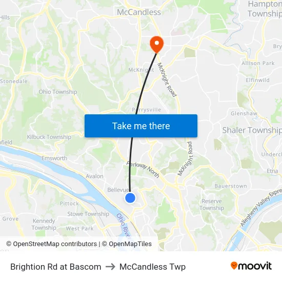 Brightion Rd at Bascom to McCandless Twp map
