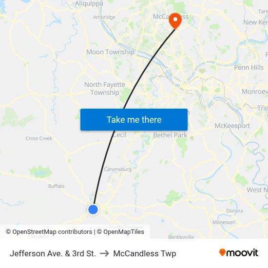 Jefferson Ave. & 3rd St. to McCandless Twp map