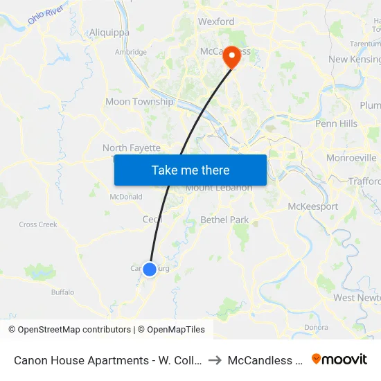 Canon House Apartments - W. College St. to McCandless Twp map