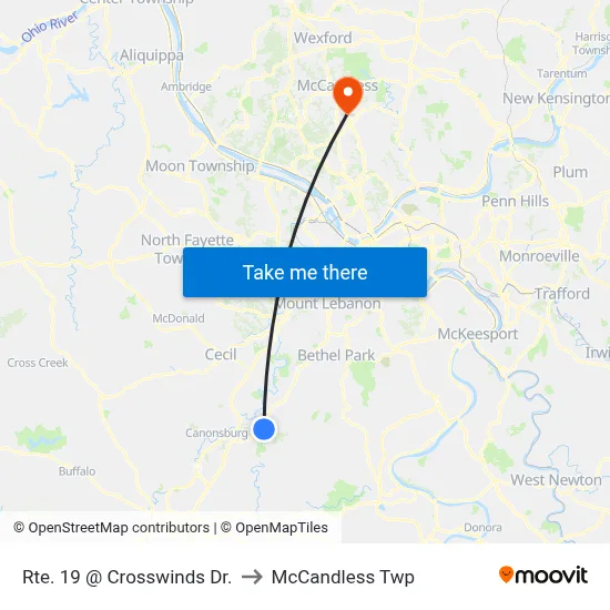 Rte. 19 @ Crosswinds Dr. to McCandless Twp map