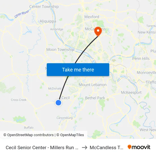 Cecil Senior Center - Millers Run Rd. to McCandless Twp map