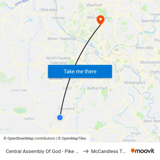 Central Assembly Of God - Pike St. to McCandless Twp map