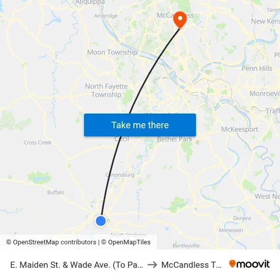 E. Maiden St. & Wade Ave. (To Park) to McCandless Twp map